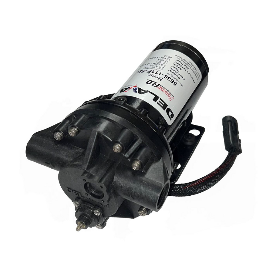 Delavan 5836-111E-SB PowerFLO 12V Diaphragm Pump, 3.6 GPM, 60 PSI, Bypass, 1/2" FNPT, Weatherproof Connector