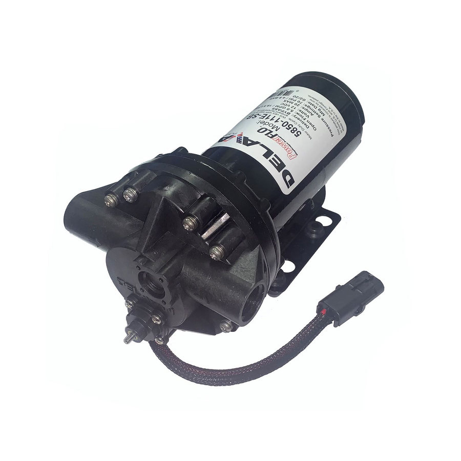 Delavan 5850-111E-SB PowerFLO 12V Diaphragm Pump, 5.0 GPM, 60 PSI, Bypass, 1/2" FNPT, Weatherproof Connector