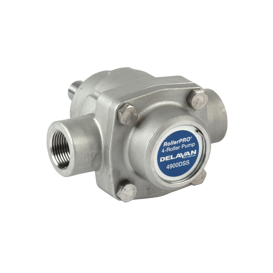 Delavan RollerPRO 4900DSS Stainless Diamond Series 4-Roller Pump, 9.2 GPM, 100 PSI, 5/8" Solid Shaft, CW