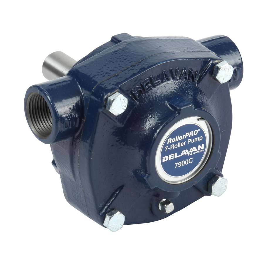 Delavan RollerPRO 7900C 7-Roller Pump, Cast Iron, 22.5 GPM, 150 PSI, 15/16" Solid Shaft, 1" NPT, CCW